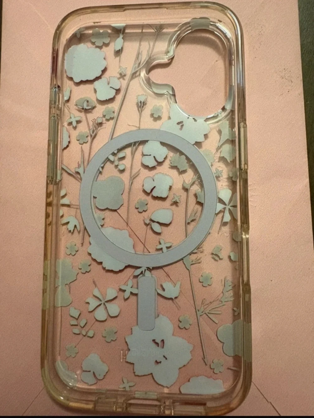 heyday Clear Floral MagSafe-Compatible Phone Case with Pink & Green Flowers